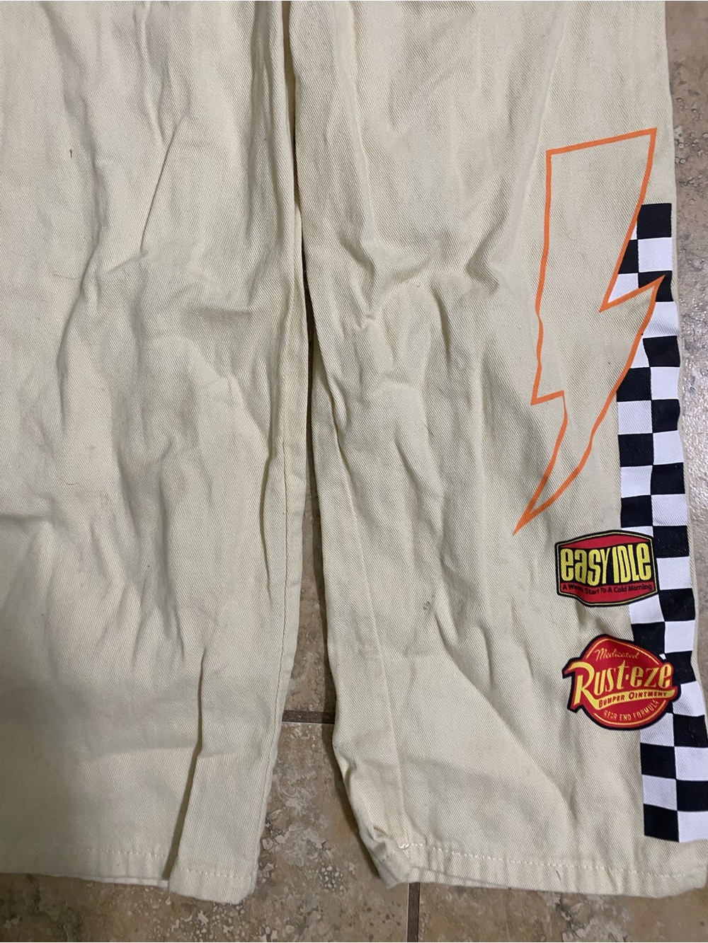 Disney Pixar Cars Lightning McQueen Khaki Mechanic Kids Embroidered Jumpsuit 4T - Picture 11 of 16